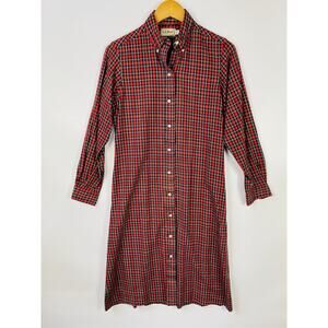 L.L. Bean Women’s Grandma Gown Dress Size 12 Plaid Red Flannel Button Down